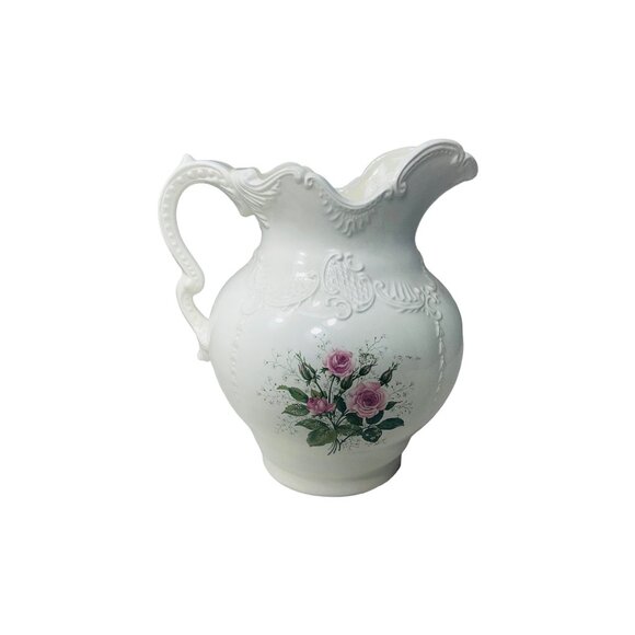 Vintage Ceramic Pitcher With Hand-Painted Floral Design By Carol - Picture 6 of 10